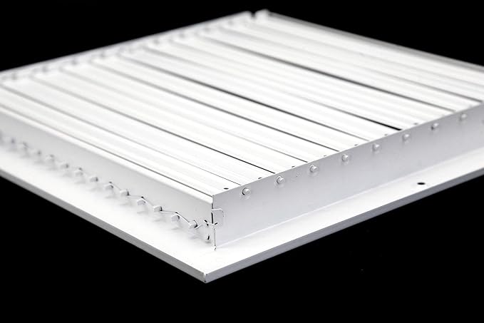 6"w X 6"h Adjustable AIR Supply Diffuser - HVAC Vent Cover Sidewall or Ceiling - Grille Register - High Airflow - White [Outer Dimensions: 7.75"w X 7.75"h]