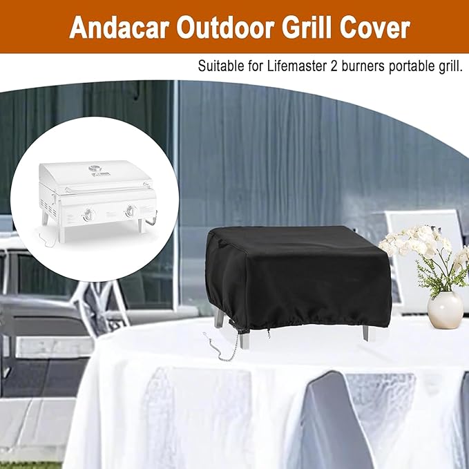 Outdoor Grill Cover for Lifemaster Portable Gas Grill 2 Burners, Waterproof Tabletop BBQ Grill Cover Heavy Duty Table Top Covers - 24" L×21" W×17" H
