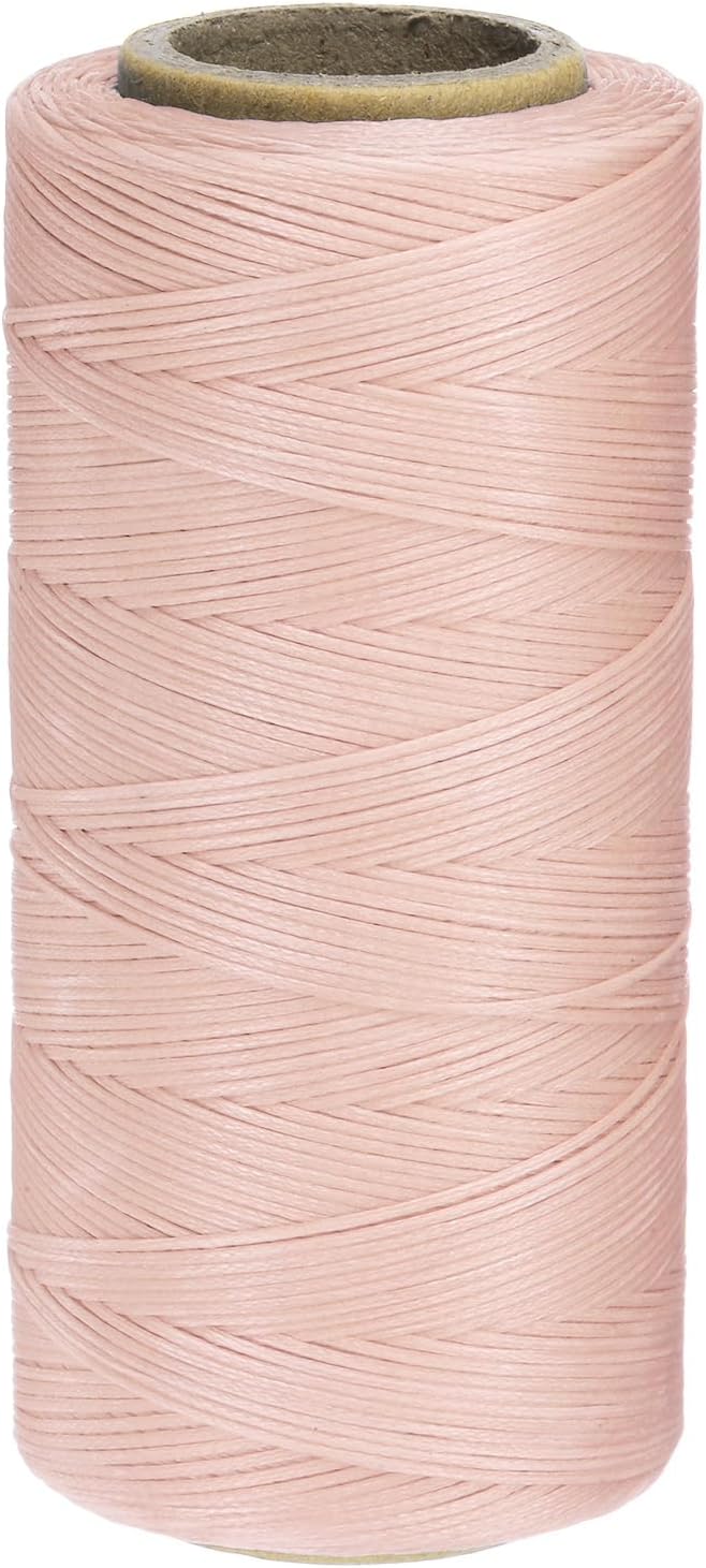 Uxcell 150D 0.8mm Flat Waxed Thread, 284 Yards, Polyester, Lotus Pink, Leather Sewing Waxed String