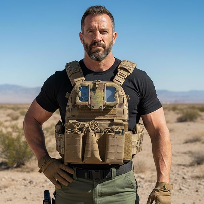 Tactical Phone Holder Available in Full Size Plate Carrier Phone Mount Adjust Nylon Molle Phones Holder for Tactical,Car,Office (812CP)