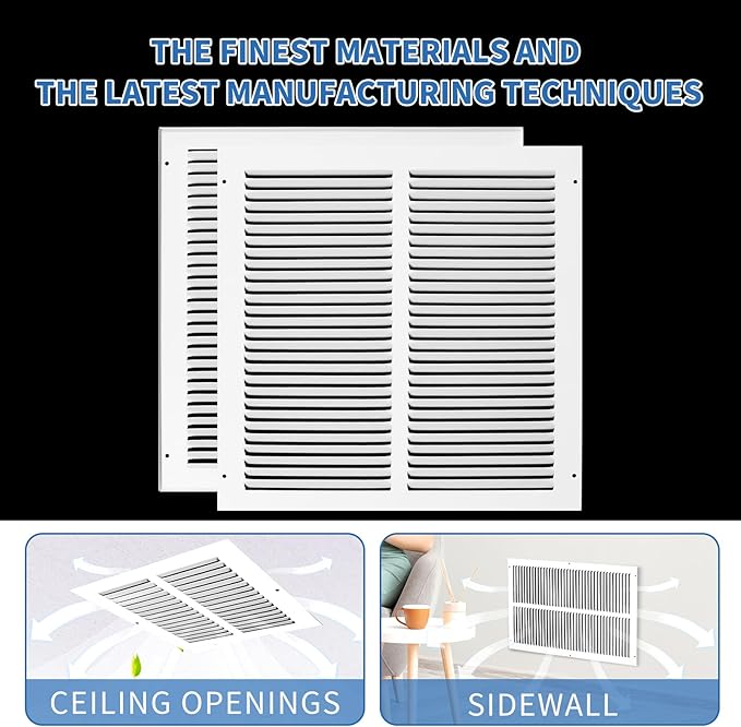 14x14 Vent Cover (Duct Opening Size), Air Return Vent Cover, AC Vent Cover, Cold Air Return Vent Cover, Flat Return Air Grilles, Outer Dimensions:15.75"W x 15.75"H (14"Wx14"H, Duct Opening)