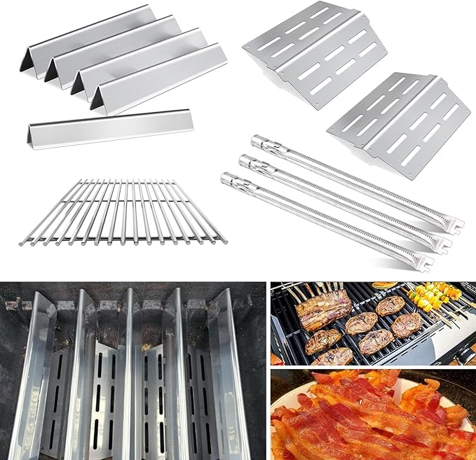 Flavorizer Bars,Heat Deflectors,Grill Burner and Grill Grid for Weber Genesis 300 Series Grills with Front Control Knob, Genesis S310 S320 S330 E310 E320 E330