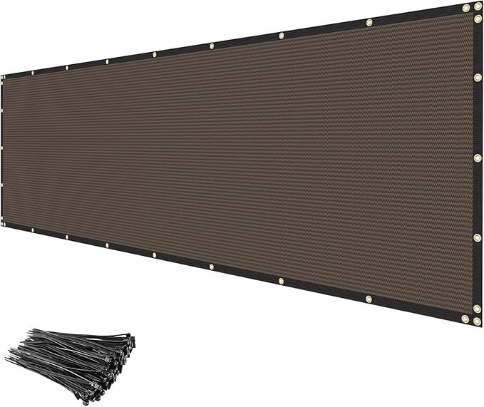 Privacy Fence Screen 8' x 50' Heavy Duty Mesh Windscreen Cloth Brown