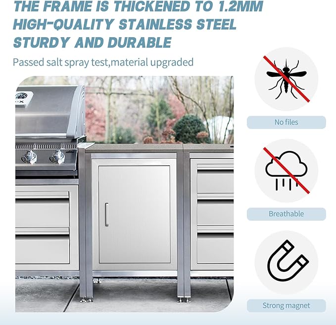 Outdoor Kitchen Door, 20 "W27 H Outdoor Kitchen Access Door, Stainless Steel Barbecue Single Door, Can Be Used for Outdoor Kitchen Island Or Outdoor Kitchen.