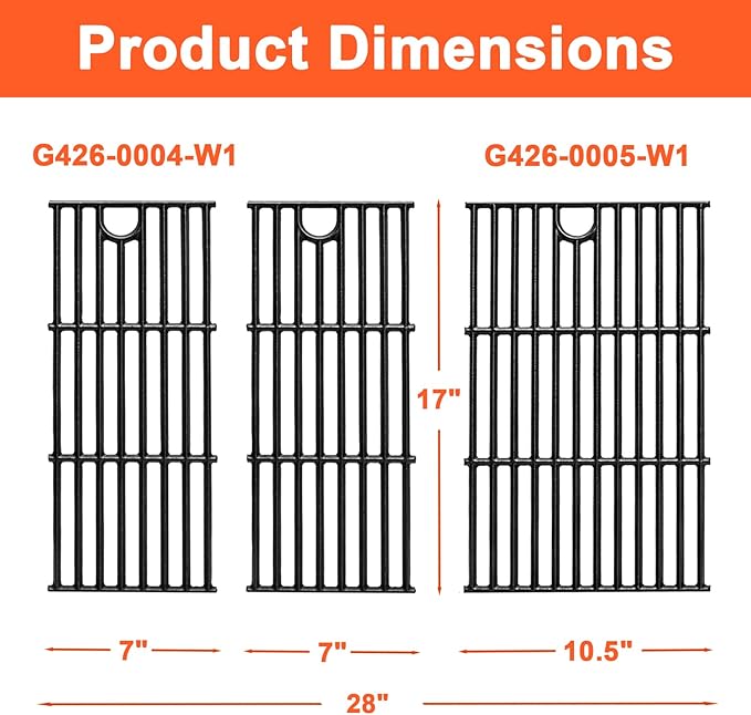 17" Grill Part Kit for Charbroil Performance 4 Burner 463352521 463354021 463365522 463365021 463350521, Grill Grates/Heat Plates/Burners/Adjustable Crossover Tube/Ignition for Charbroil Grills
