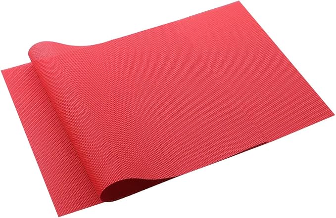 Gugrida Placemats Set of 6 Solid Red Placemat for Dining Table Durable Crossweave Woven Vinyl Kitchen Table Mats 18"X12"