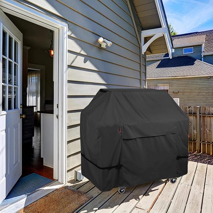Porch Shield 58W x 24D x 46H inch Premium Gas Grill Cover Up to 56 inch, Waterproof and Fade Resistant 600D BBQ Covers for Weber, Brinkmann, Char-Broil and More, Black