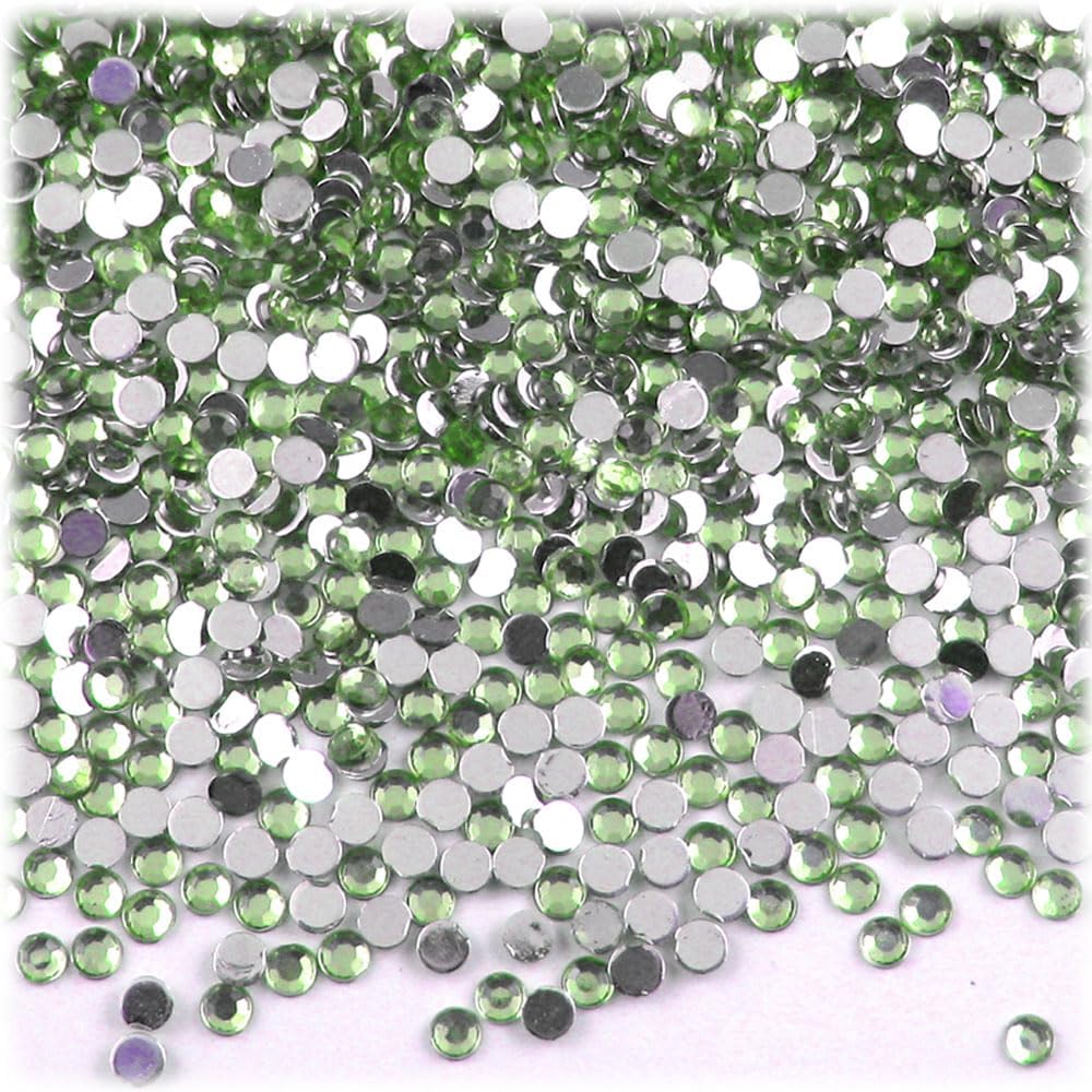 The Crafts Outlet 1,440pc Rhinestones Round 3mm (10ss) Flatback Olive Green