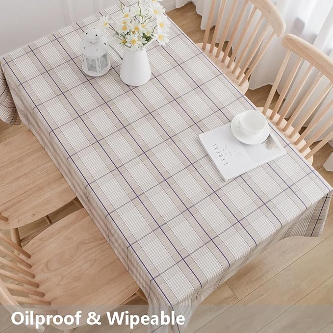 TruDelve Heavy Duty Vinyl Table Cloth for Kitchen Dining Tables Wipe Clean PVC Tablecloth for Rectangle Table (54'' x 72'', Lattice-3)