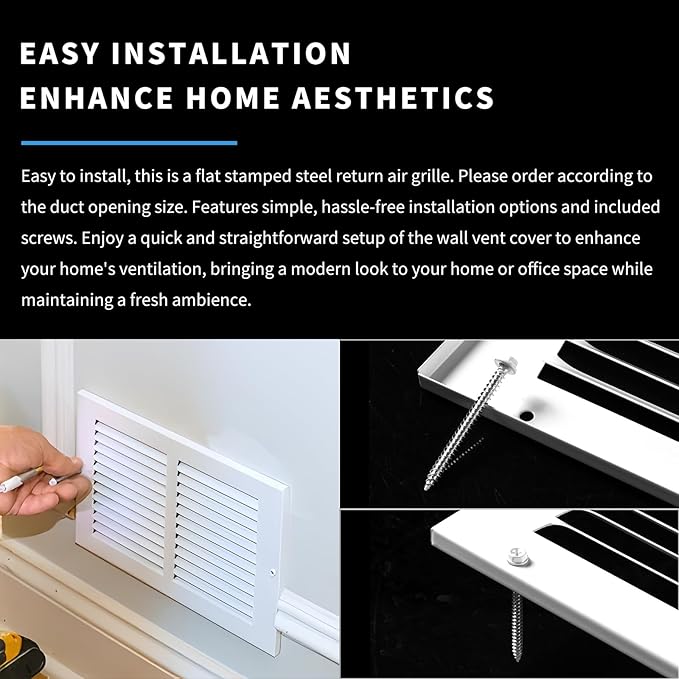 14x6 Vent Cover(Duct Opening Size),Air Return Vent Cover,Flat Vent Cover,Rejillas De Aire Acondicionado para Casa, Return Air Grilles,Outer Dimensions:15.75"W x 7.75"H(14"W x 6"H, Duct Opening)