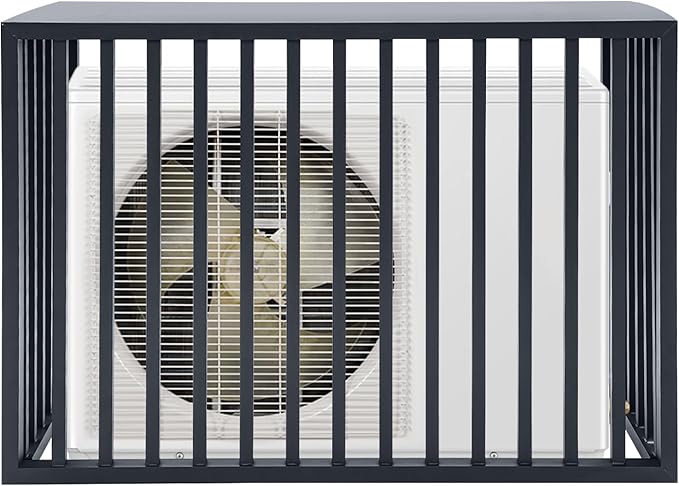 Air Conditioner Fence with Top Cover, 4 Panels 39.4 "L x 19.7 "W x 27.6" H Privacy Fence Panels for Outside, Freestanding Metal Trash Can Hider Outdoor, No-Dig Air Conditioner Sun Blocker Kit (Grey)