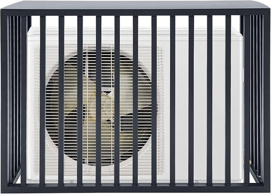 Air Conditioner Fence with Top Cover, 4 Panels 39.4 "L x 19.7 "W x 27.6" H Privacy Fence Panels for Outside, Freestanding Metal Trash Can Hider Outdoor, No-Dig Air Conditioner Sun Blocker Kit (Grey)