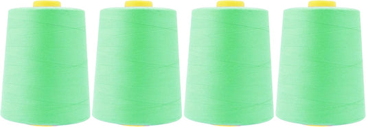 Mandala Crafts 4 Pack of Serger Threads Cones Spools - 20S/2 24000 Yards Polyester Seafoam Green Threads for Sergers Machine and Overlock Quilting Sewing Machine