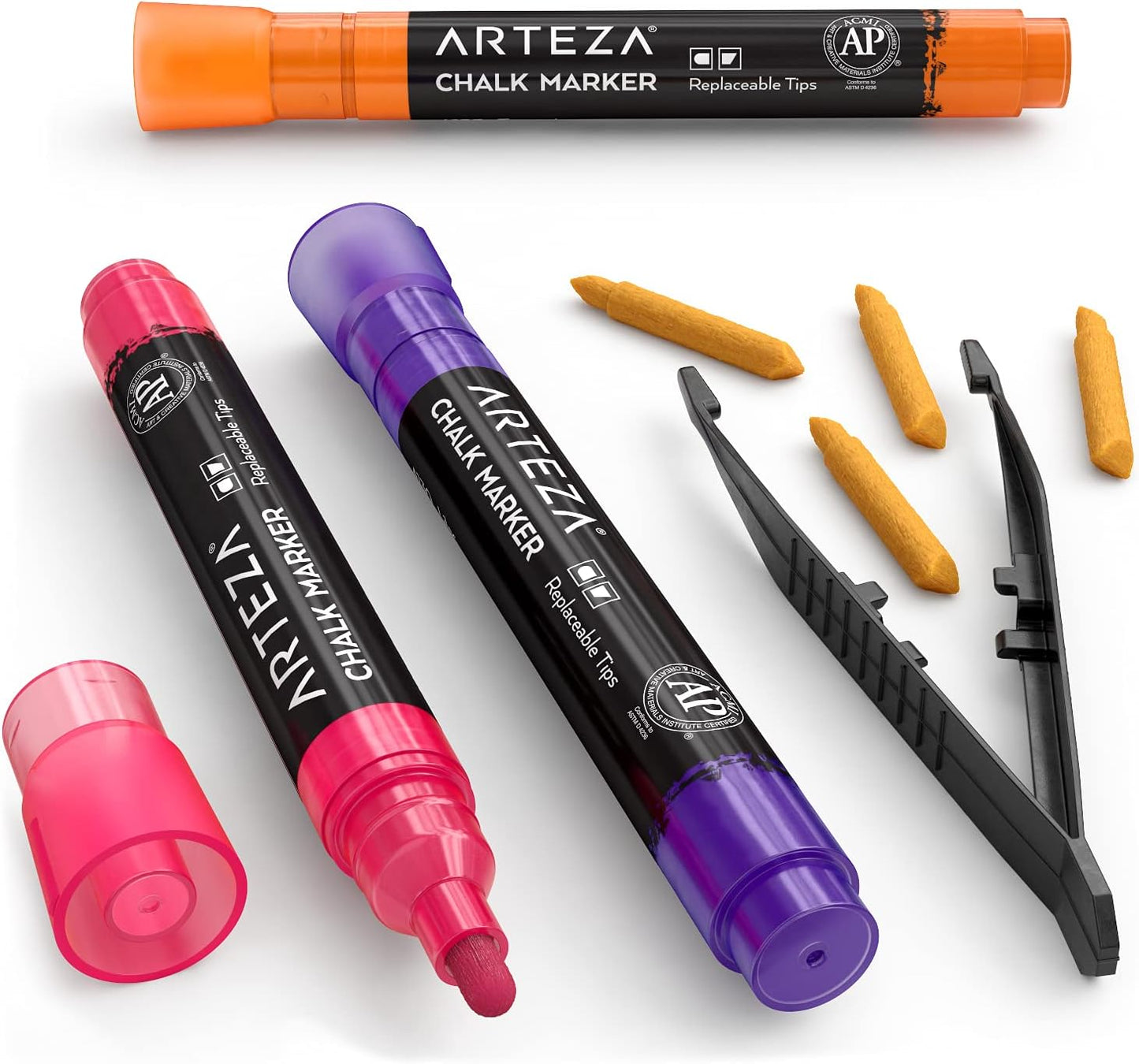 ARTEZA Liquid Chalk Markers, Set of 8 Neon Colors, Erasable & Washable