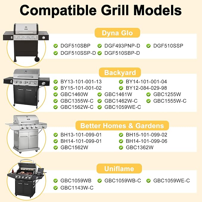 Grill Replacement Parts for Dyna Glo DGF510SBP, DGF493PNP-D, Backyard BY13-101-001-13, BHG BH13-101-099-01, Uniflame GBC1059WB, Cast Iron Grill Grates and Heat Plates for Dyna-Glo Grill Parts
