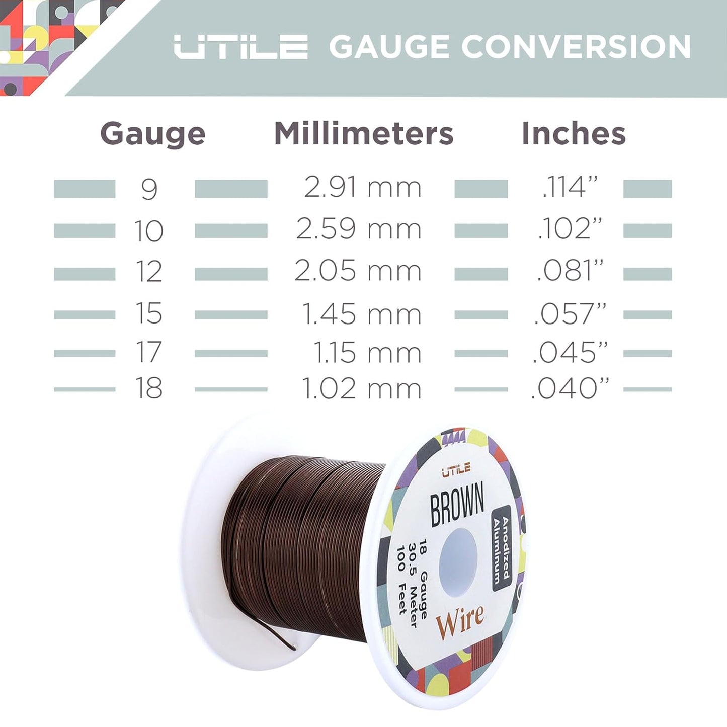 UTILE Bonsai Wire - Armature Aluminum Wire 100 ft 18 Gauge 1.2 mm Bonsai Training Wire, Tree Kit, Plant, Sculpting, Crafts, Bendable, Gardening, Beading and Jewelry Making (Copper, Brown)