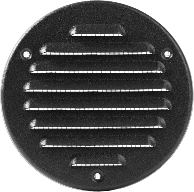 Vent Systems - 4 Inch (Inner) Pack of 10 Black Metal Round Soffit Air Vent Grille Cover, Register air Vent Deflector, Louver - Built-in Mesh - HVAC for Bathroom, Home Office, Kitchen 5 Inch (Outer)