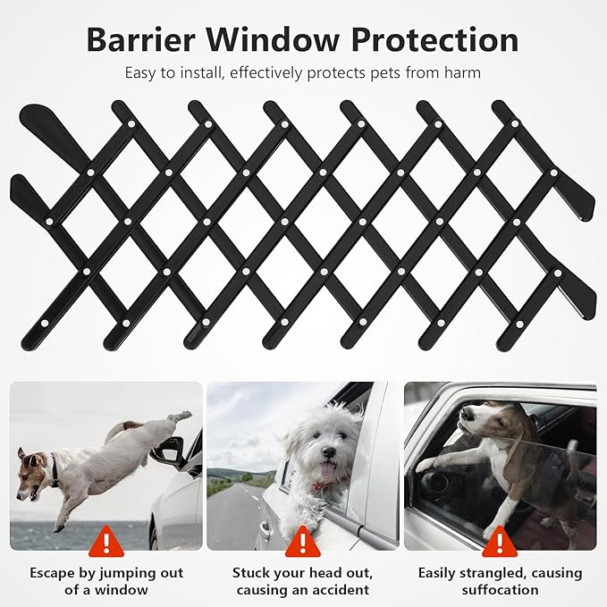 Pet Car Window Fence Adjustable Retractable Dog Barrier Safety Mesh Guard for Truck and SUV Travel