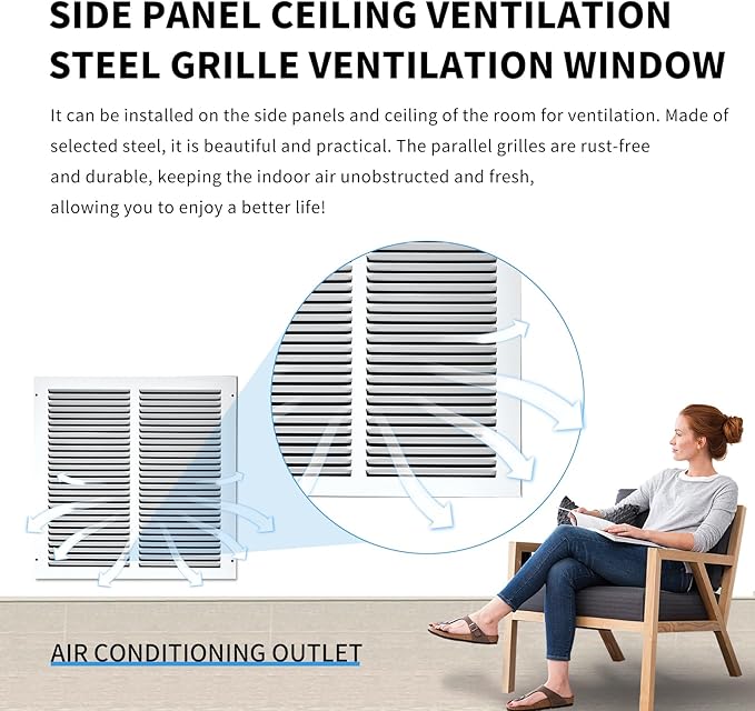 14x14 Return Air Grille(Duct Opening Size),Air Return Vent Cover,Flat Vent Cover,Rejillas De Aire Acondicionado Para Casa,Return Air Grilles,Outer Dimensions:15.75"Wx15.75"H(14"W x 14"H, Duct Opening)