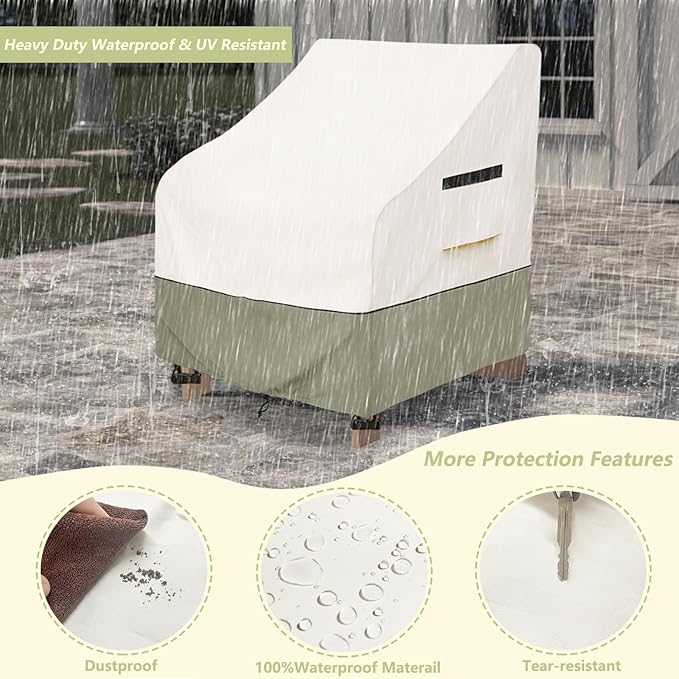 Patio Adirondack Chair Cover 30 W x 34 D x 36 H inches,600D Heavy Duty Waterproof Outdoor Chair Covers,Patio Furniture Covers for Adirondack Chair,Beige