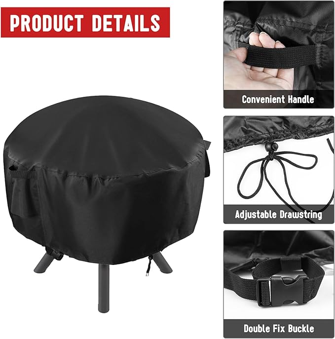 POMER Fire Pit Cover,Round Fire Pit Cover for Panovue for Ikuby for Fissfire 35 Inch Fire Pit Sphere, Waterproof Propane Gas Fire Pit Column Cover - 36" D x 34" H