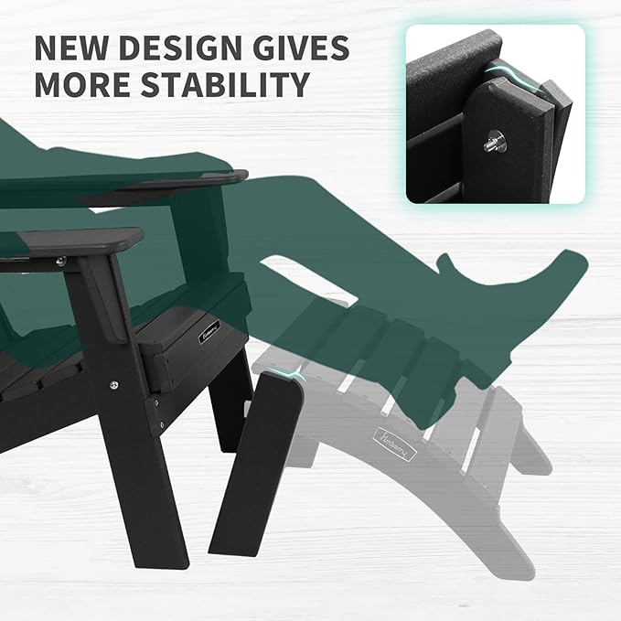 FUNBERRY Folding Adirondack Ottoman, HDPE All Weather Outdoor Foot Rest, Easy Storage Patio Footstool, Ottomans and Footstools for Outside