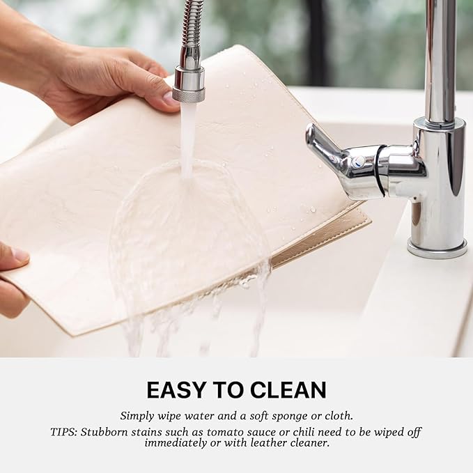Faux Leather Placemats Set of 12 Vinyl Washable Wipeable Table Mats for Kitchen Dining Table Heat Resistant Waterproof Modern Indoor/Outdoor Placemats Non-Slip Easy Clean Place Mats (Beige)
