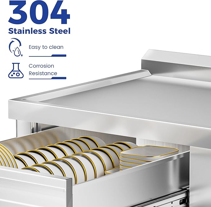 Stainless Steel Sink, Free Standing Single Bowl Commercial Kitchen Sink w/Workbench & Storage Shelf, w/Hot & Cold Water Pipes & Faucet for Laundry Room, Farmhouse, Indoor/Outdoor(47 inch)