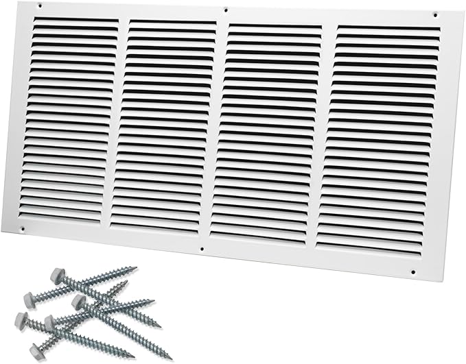 24"W x 12"H [Duct Opening Size] Steel Return Air Grille, Air Return Vent Cover for Ceiling and Sidewall - HVAC Air Vent Covers - [Outer Dimensions: 25.75"W x 13.75"H]