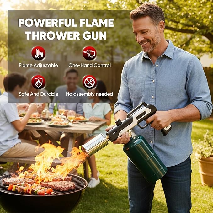 Saker Propane Torch Gun Plus 2026|Blow Torch with Adjustable Flame 3272°F High Heat|Professional Torch for Searing Steak,Welding,Campfire,BBQ|Propane Tank Not Included (5PC)