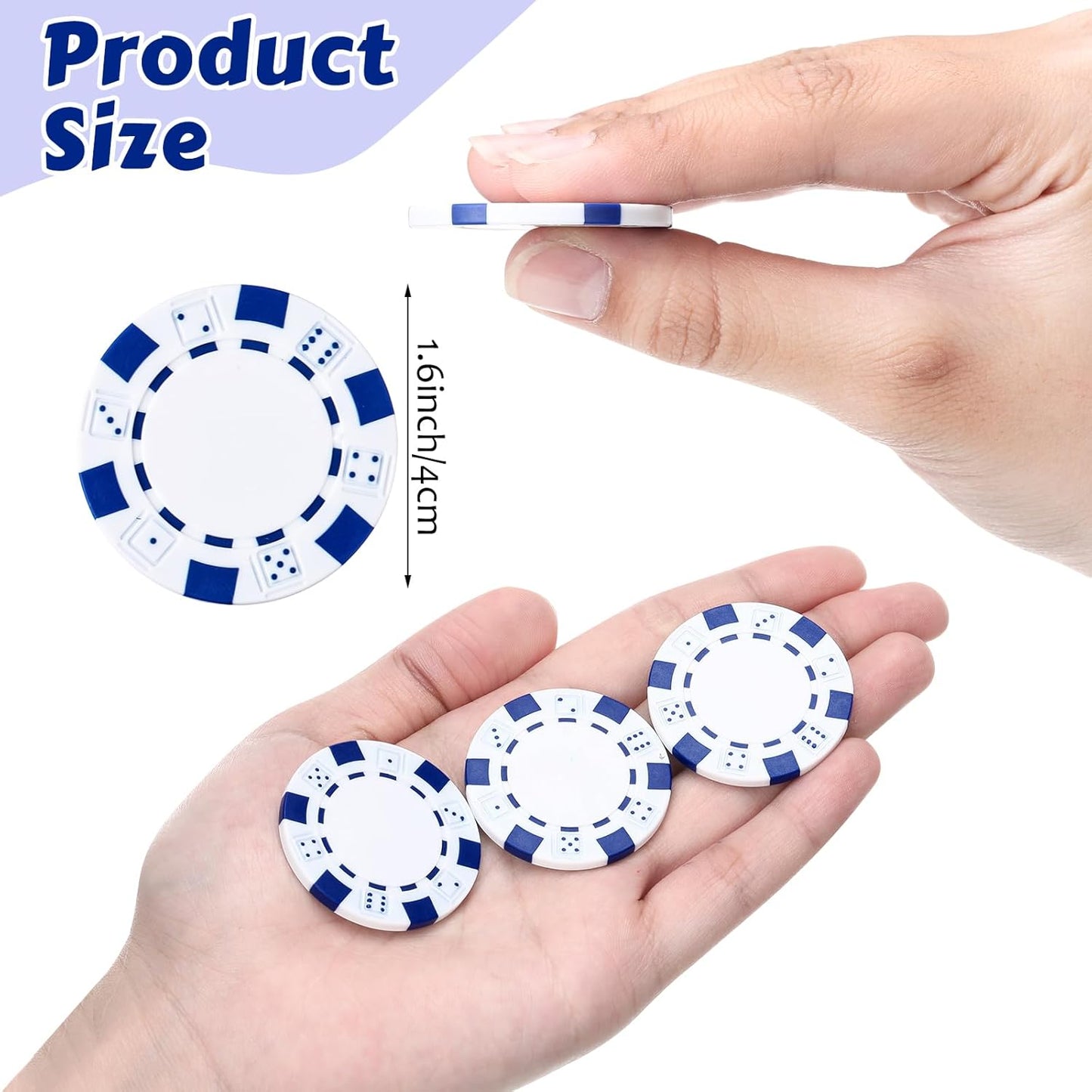 100 Pcs 11.5 Gram Poker Chips ABS Monte Carlo, 40 mm Bingo Chips Tokens Markers Blank Counting Bulk for Blackjack, and Card Night Poker Games