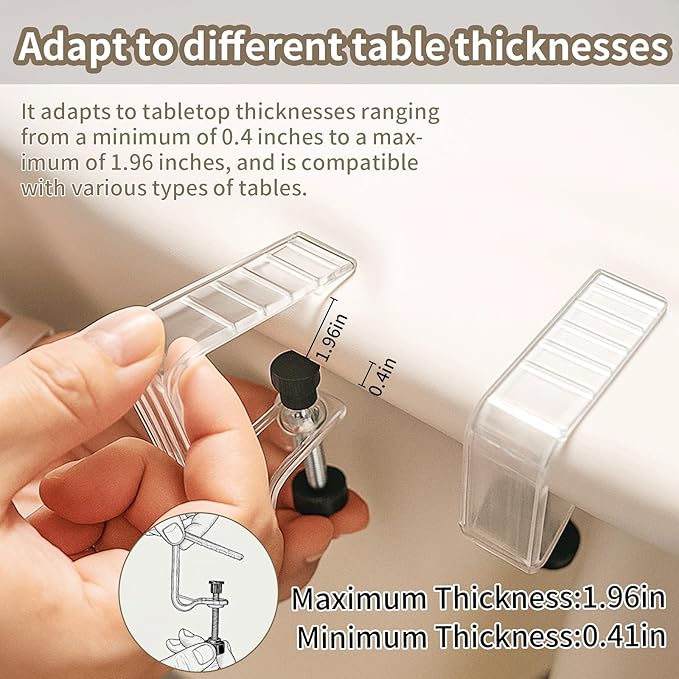 12 Pieces Adjustable Tablecloth Clips, Suitable for Tables 0.4 to 1.96 Inch Thick. Strong and Stable Grip to Prevent Tablecloth Slippage. Damage-Free Table Cloth Holder Clips, Easy to Install.