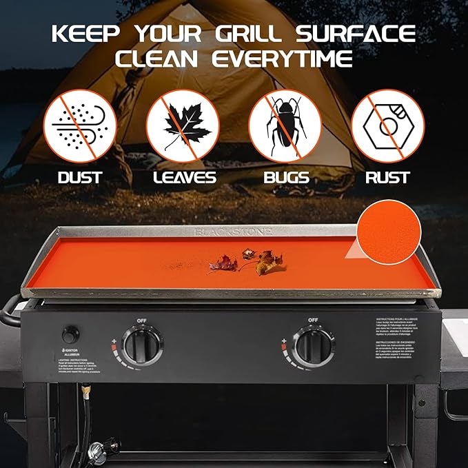 Silicone Griddle Mat Cover for Blackstone 22 Inch Griddle, Heavy Duty Food Grade Silicone, All Season Protective Cover (Orange)