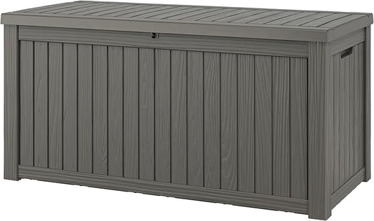 NUNU LAB 220 Gallon Outdoor Storage Box Waterproof, Outside Package Delivery Deck Boxes with Lockable Lid, Backyard Storage Bin For Garden Tools, Patio Cushions, Gray