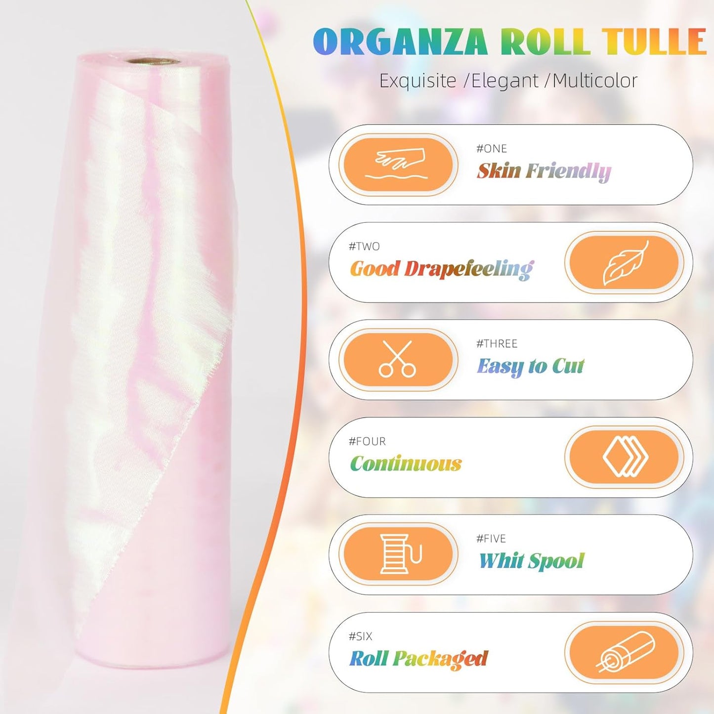 Crystal Organza Fabric Tulle 11 Inch by 50 Yards Sheer Tulle Rolls for DIY Craft Wedding Party Baby Shower Decor Gift Wrapping Party Supplies (Fantasy Pink)