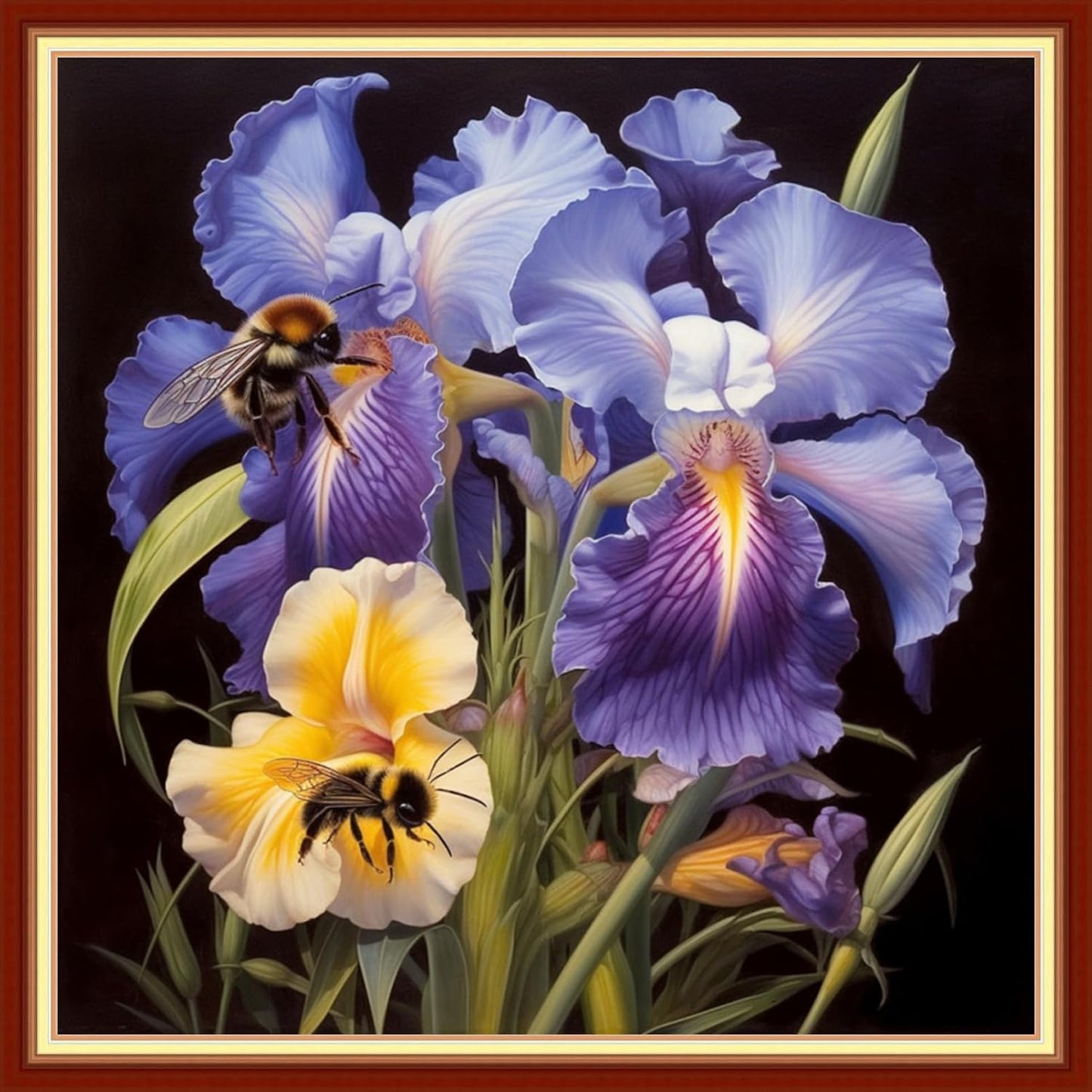 Disxvivy Cross Stitch Stamped Full Embroidery Kits DIY 11CT Cotton Thread Printed DIY Needlepoint Kits Craft Needlework Set Cross-Stitch Stamped Sets-Bees Gather Honey 18x18 inch