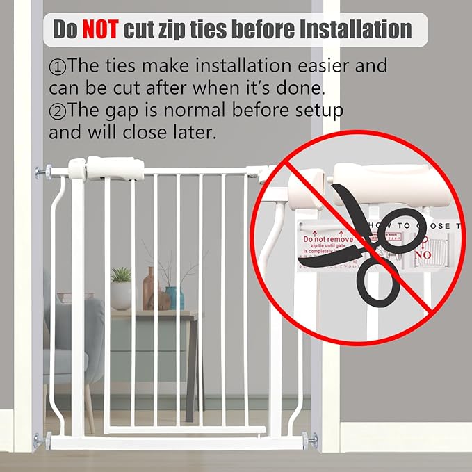 Heavy Duty Baby & Dog Safety Gate - Extra Wide 76.4-81.1 Inch, White Metal, Tension Mounted No Drilling Pet Gate for Stairs & Doorways, 30 Inch Tall