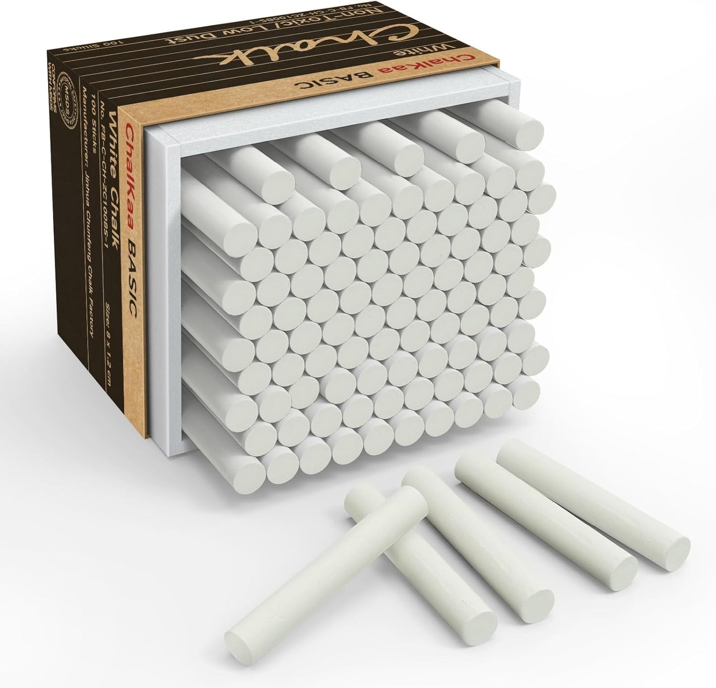 White Chalk 100PCS, Chalkboard Chalks for Classroom, Low Dust, Office and Home Use, Non-Toxic Bulk for Teachers, School Supplies Blackboard