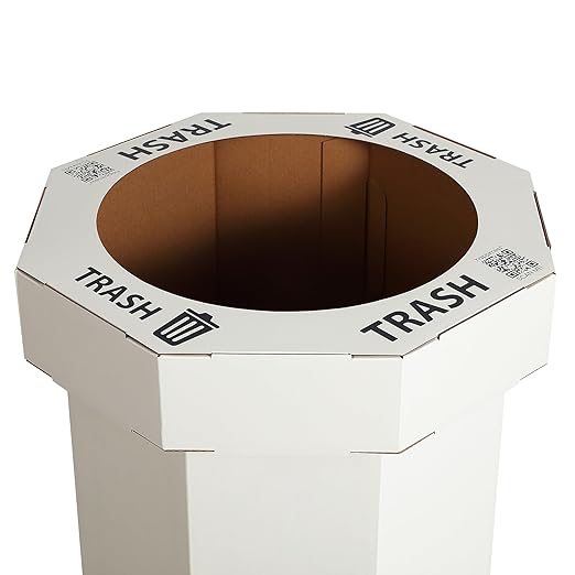 Eyely MPH1300F-SET2 Sal 25-Gallon Disposable Corrugated Cardboard Event Trash Can and Recycling Bin for BBQs, Beach, Parties & Events & Outdoor Activities, Limestone Beige (Set of 2)