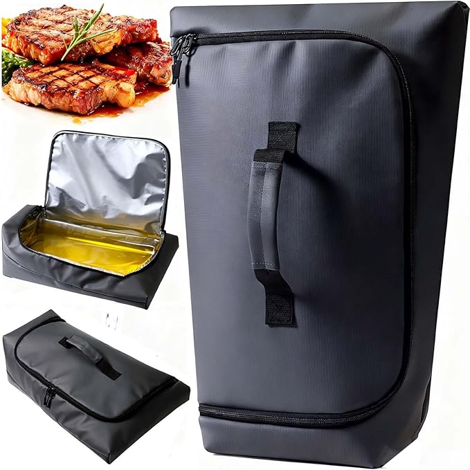 BBQ Blanket for Resting Meat, Leak-Proof Insulated Meat Resting Bag, 270° Top Opening for Large Briskets, Turkey, Washable Smoker Accessories Gifts for Men or BBQ Lovers - 21in