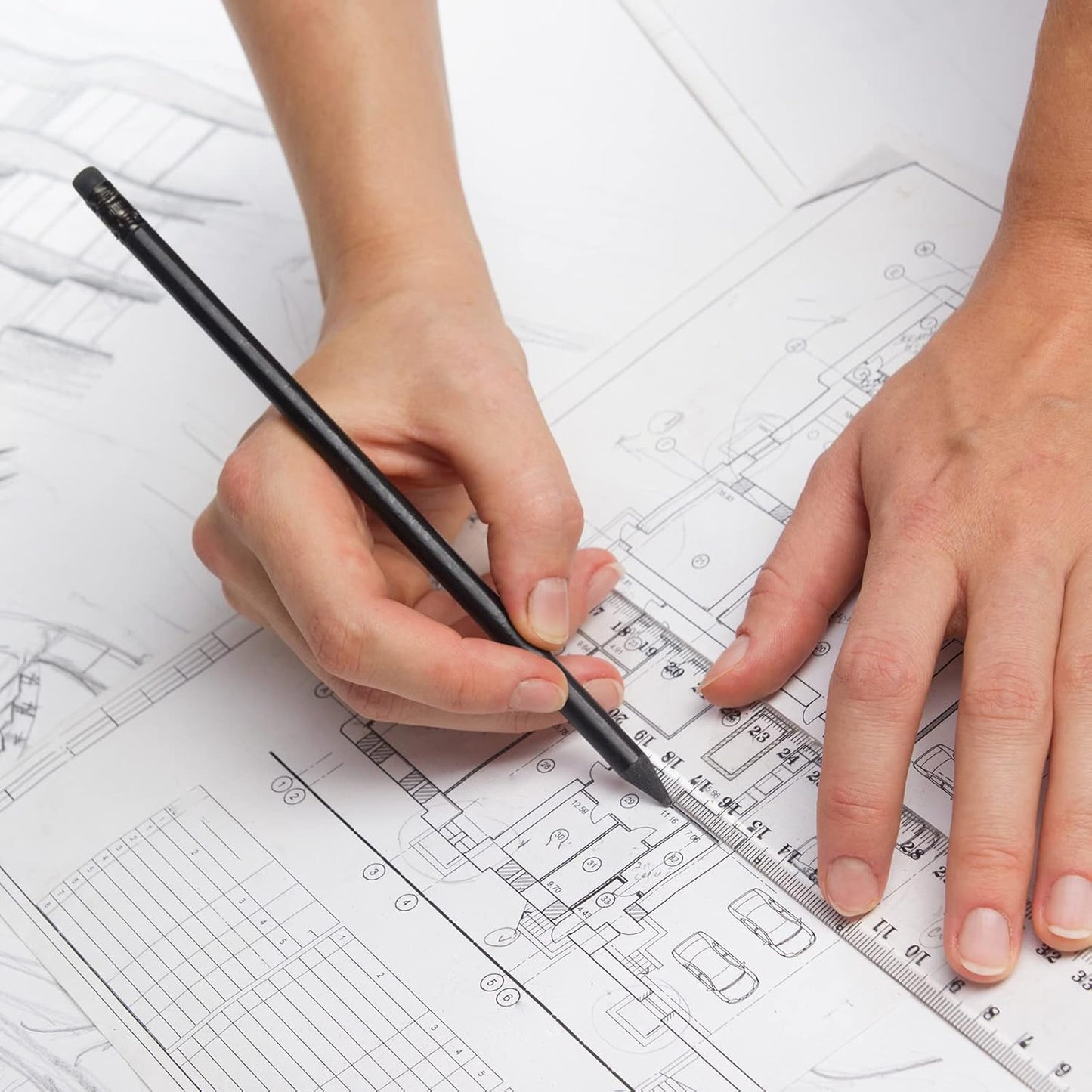 Geyee 10 Sheets Architectural Vellum Paper Translucent White Vellum Sheets Drafting Paper Rag with Border and Title Block(18 x 24 Inches)