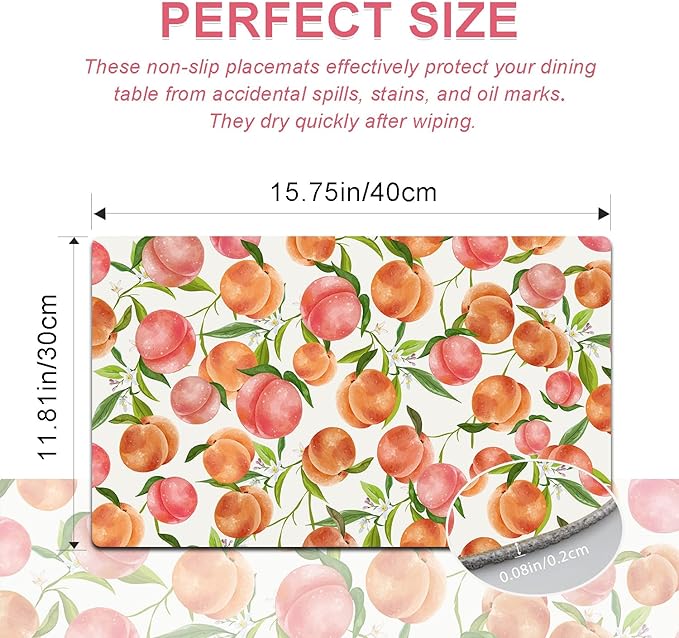 Placemats Set of 4 - Faux Leather Heat Resistant Placemats for Dinner Table, Non-Slip Waterproof Oil-Proof Washable Reusable Placemat for Indoor Outdoor Kitchen Decor, 15.75In*11.81In