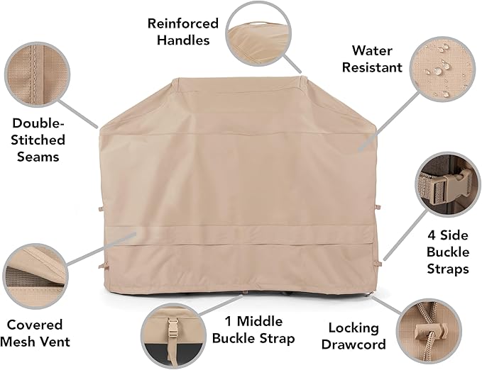 Covermates Grill Cover - Weather Resistant Outdoor Cover, Heavy Duty BBQ Covers for Large Outdoor Kitchen, Ultima 600D Polyester, 70 Inch, Ripstop Tan
