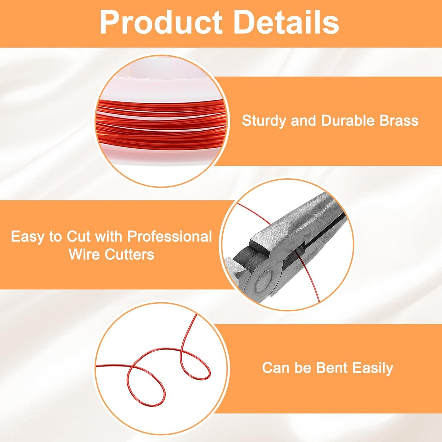 HARFINGTON 8ft Jewelry Wire, 20 Gauge (0.8mm) Brass Craft Soft Metal Tarnish Resistant Copper Beading Wire for Jewelry Making Supplies Crafting, Bright Red