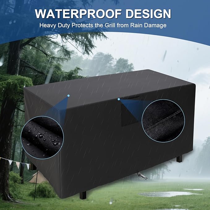 Square Fire Pit Cover, Upgraded Heavy Duty Fabric with Air Vent and Drawstring Fit for 48 Inch Outdoor Fireplace Cover & Fire Pit Table, 100% Waterproof & Tear Resistant 48x28x24 Inche