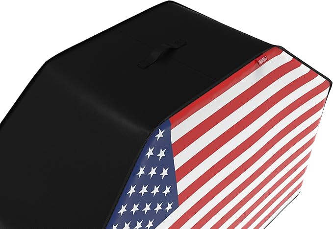 52" Heavy Duty Waterproof Gas Grill Cover fits Weber Char-Broil Coleman Gas Grill (52"x22"x40") Black, American Flag.