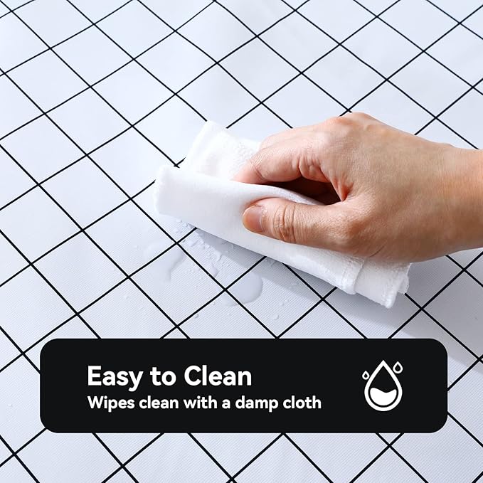 Romanstile Rectangle Vinyl Tablecloth, 100% Waterproof Oil-Proof Checkered Plastic Table Cloth, Heavy Duty Wipeable Table Covers for Dining, Camping, Picnic, Outdoor - 60 x 102 Inch, White