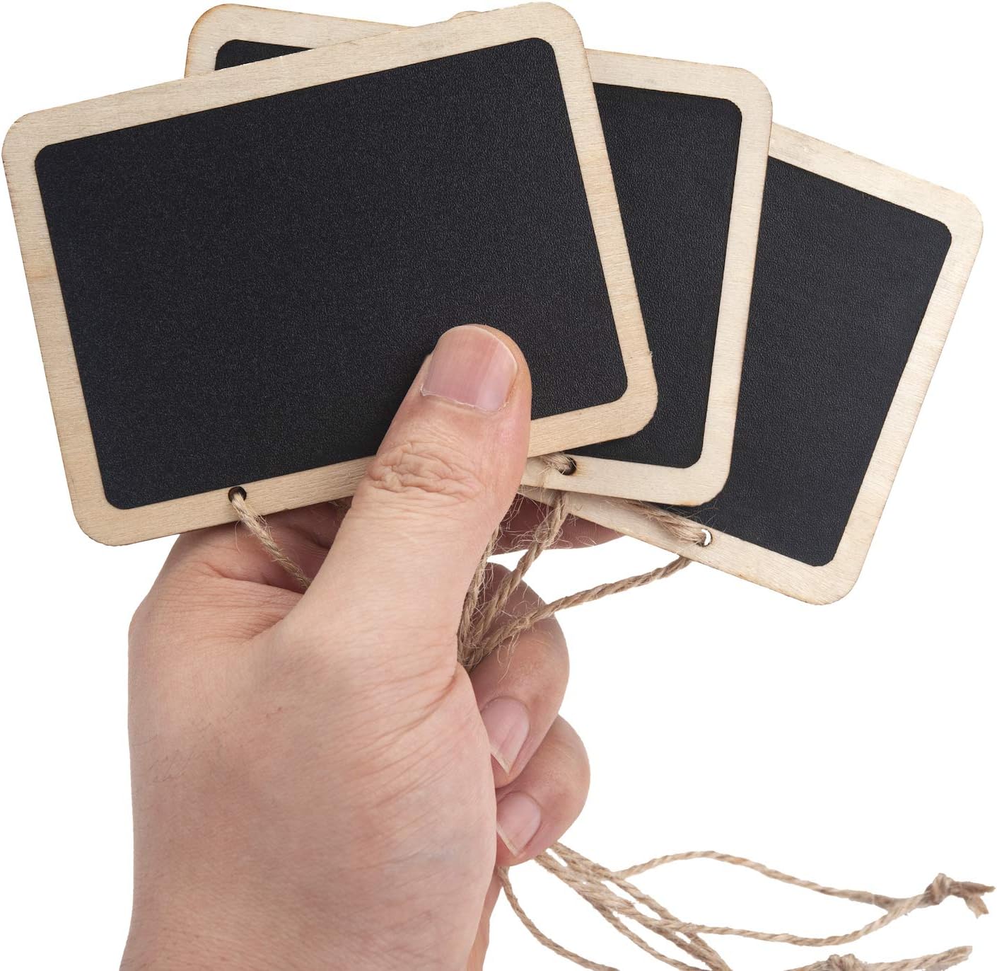 ONUPGO 16 Pack Chalkboard Tags for Baskets with String, Mini Erasable Chalkboards with Hanging String, Wooden Mini Chalkboard Signs, Hanging Chalkboard Labels, Price Tags, Message Tags