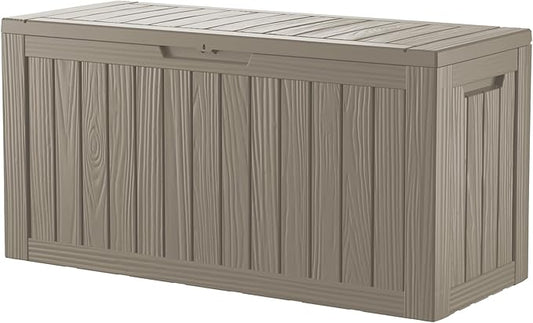 80 Gallon Resin Deck Box, Waterproof Outdoor Storage Box for Patio Furniture, Garden Tools, and Pool Accessories, Lockable UV-Resistant Storage Bin Bench Cabinet for Outside, Grey
