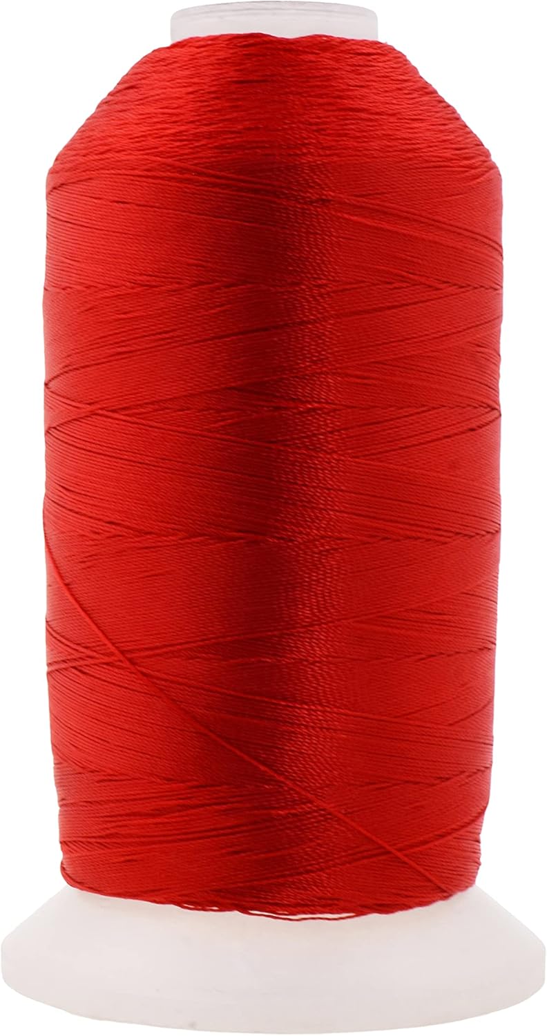 Mandala Crafts Red Heavy Duty Thread -1500 Yds Tex 90 Thread for Sewing Drapery Jeans Leather Hair - Bonded Polyester Thread Outdoor Marine Upholstery Threads